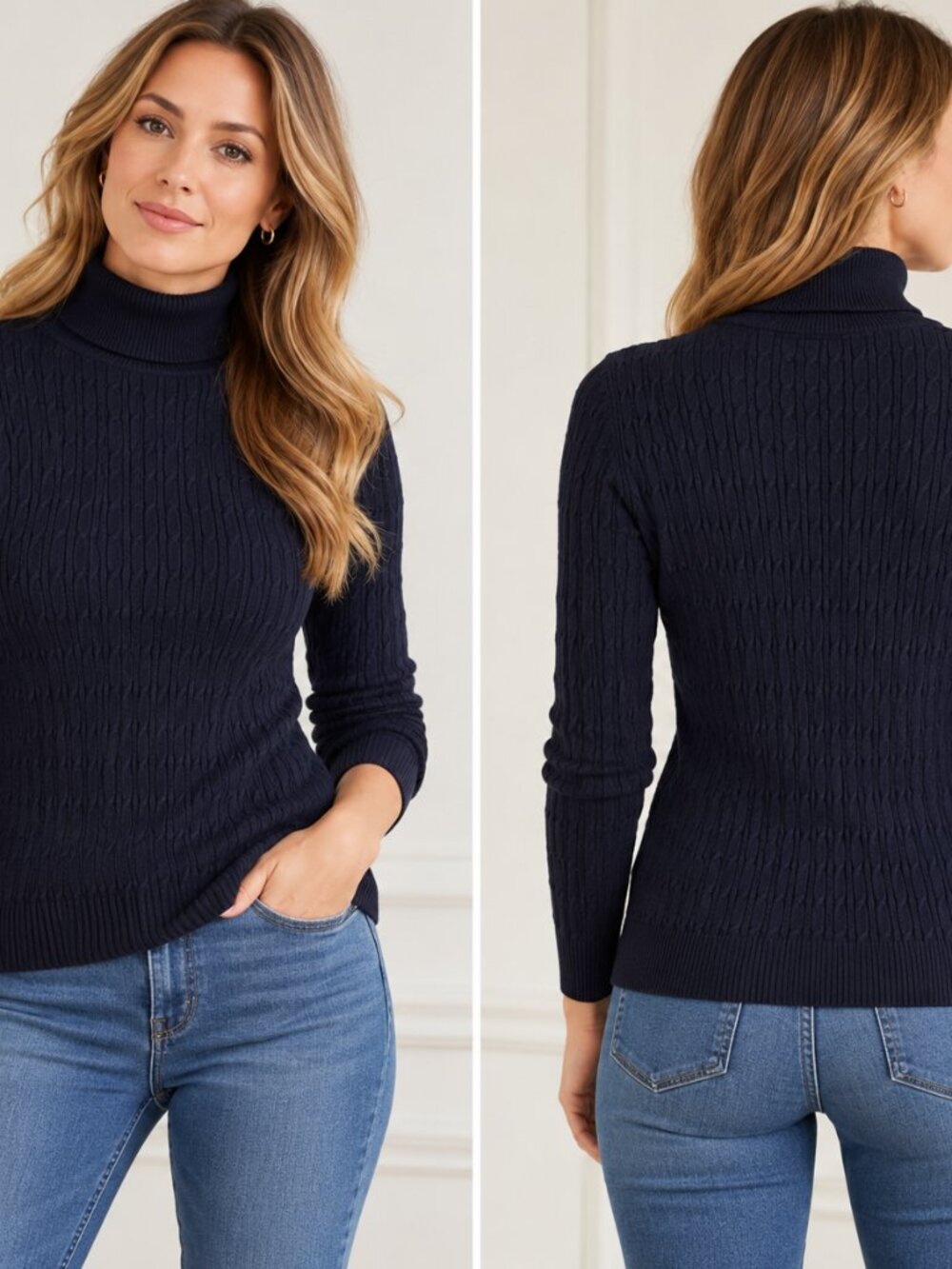 Talbots Cable Knit Turtleneck Sweater – Size M